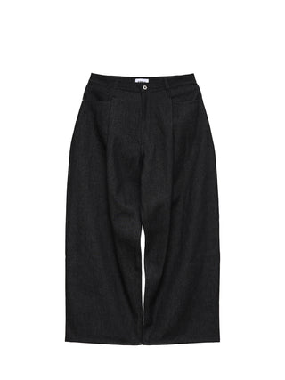 6CRAYON 11.3oz Wide-Leg Baggy Denim Pants-Black