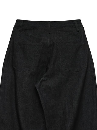 6CRAYON 11.3oz Wide-Leg Baggy Denim Pants-Black